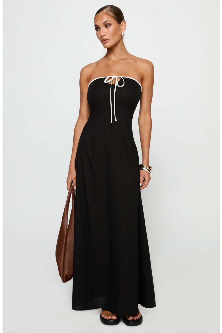 Bijou Strapless Maxi Dress, Alternate, color, BLACK