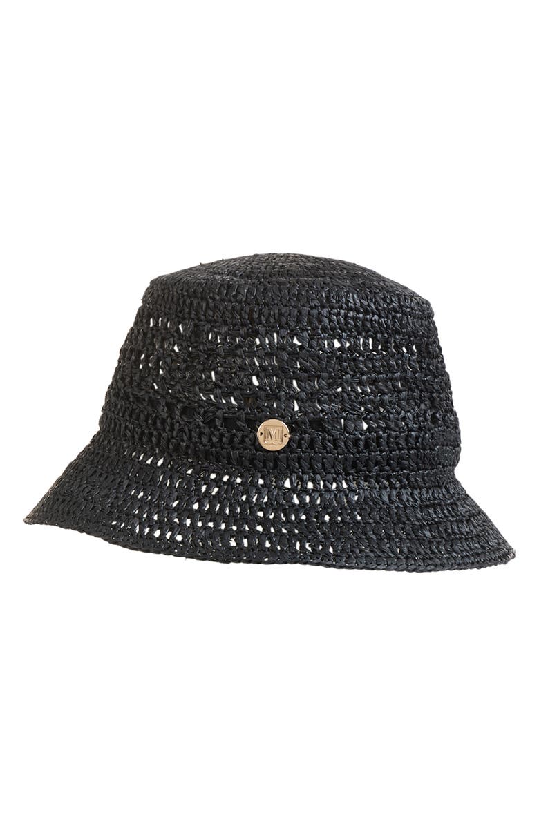 Bruno Magli Straw Crochet Bucket Hat, Alternate, color, 