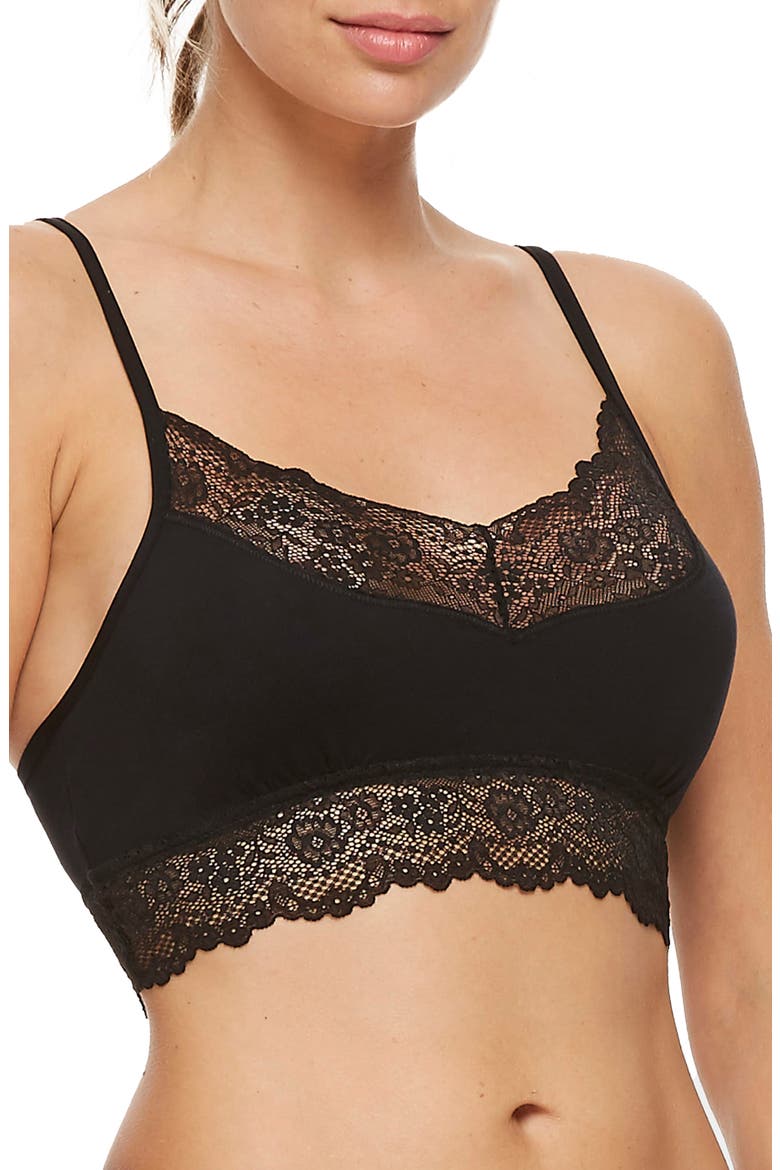 Lace Trim Bralette, Main, color, BLACK