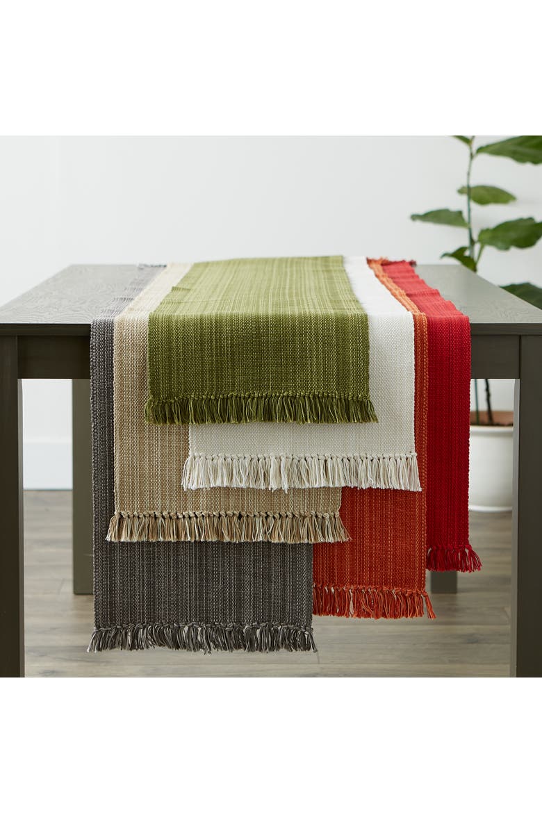 Variegated Fringe Table Runner, Alternate, color, Gray