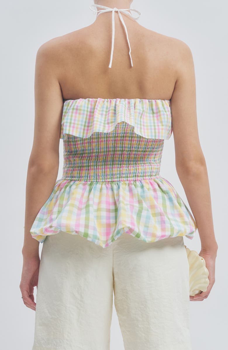 MAUDE CLUB Goldie Halter Top, Alternate, color, Multi Plaid