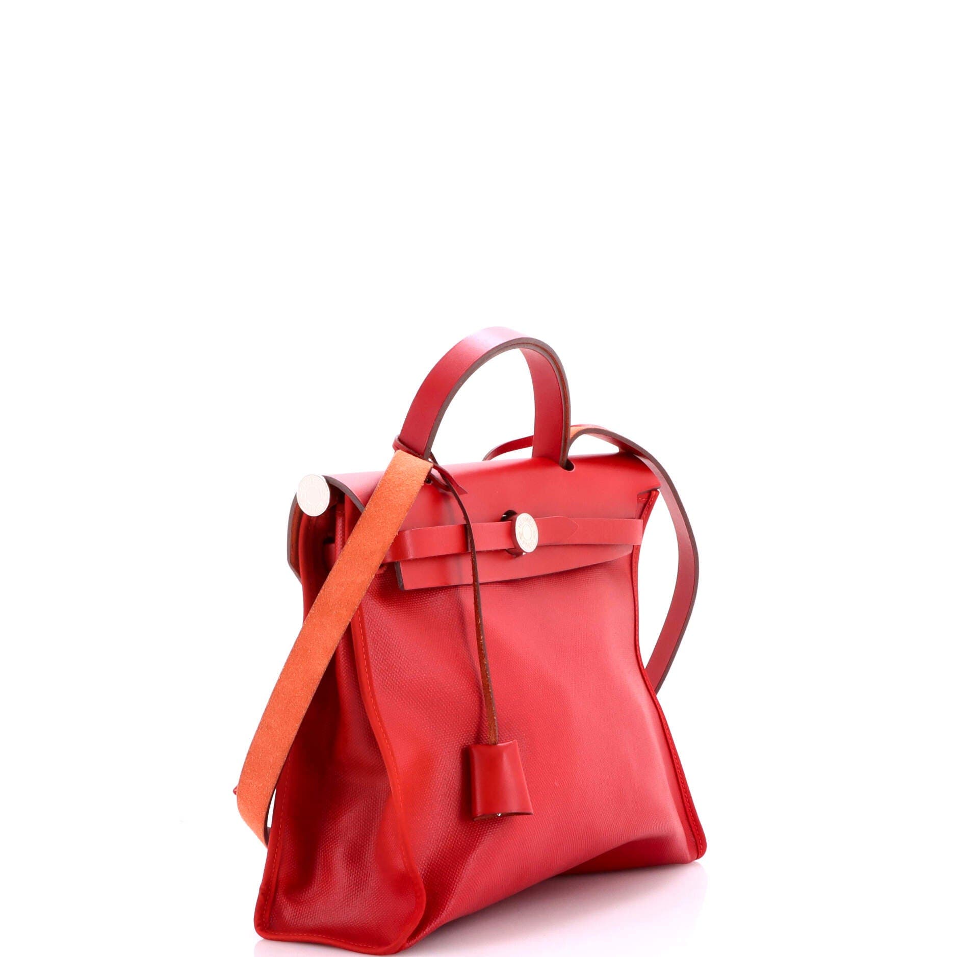 Pre-Owned Hermes Herbag Zip Berline Vache Canvas and Leather 31, Alternate, color, Rouge Piment