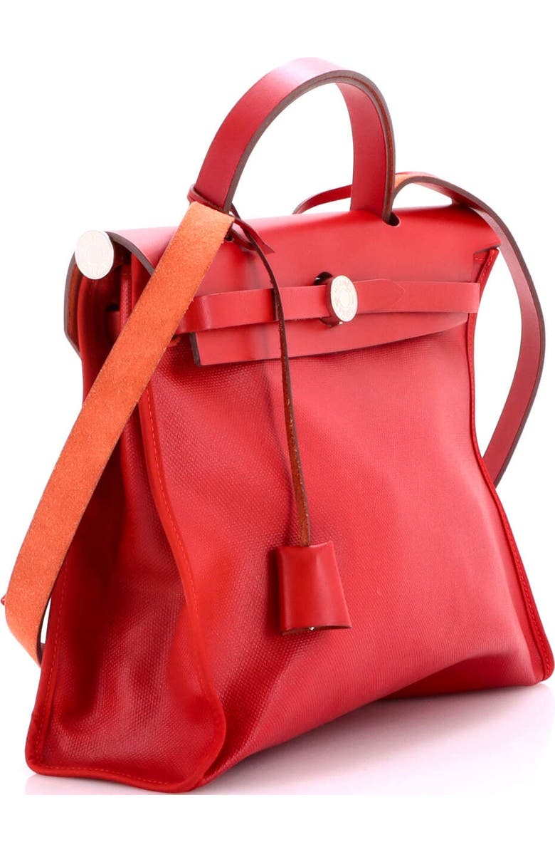 Pre-Owned Hermes Herbag Zip Berline Vache Canvas and Leather 31, Alternate, color, Rouge Piment