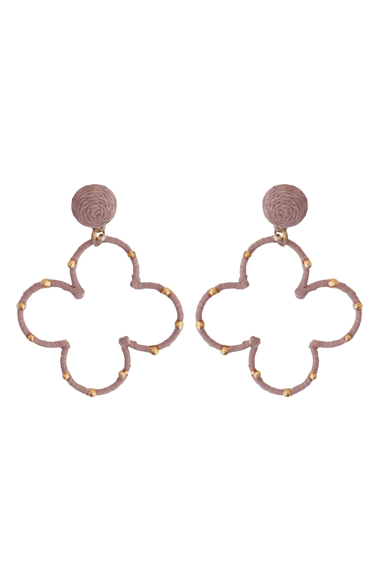Panacea Raffia Wrapped Clover Drop Earrings