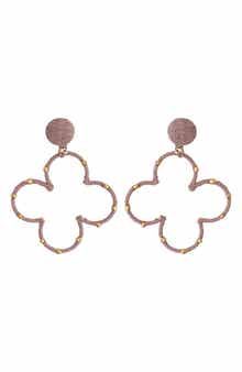 Panacea Raffia Wrapped Clover Drop Earrings