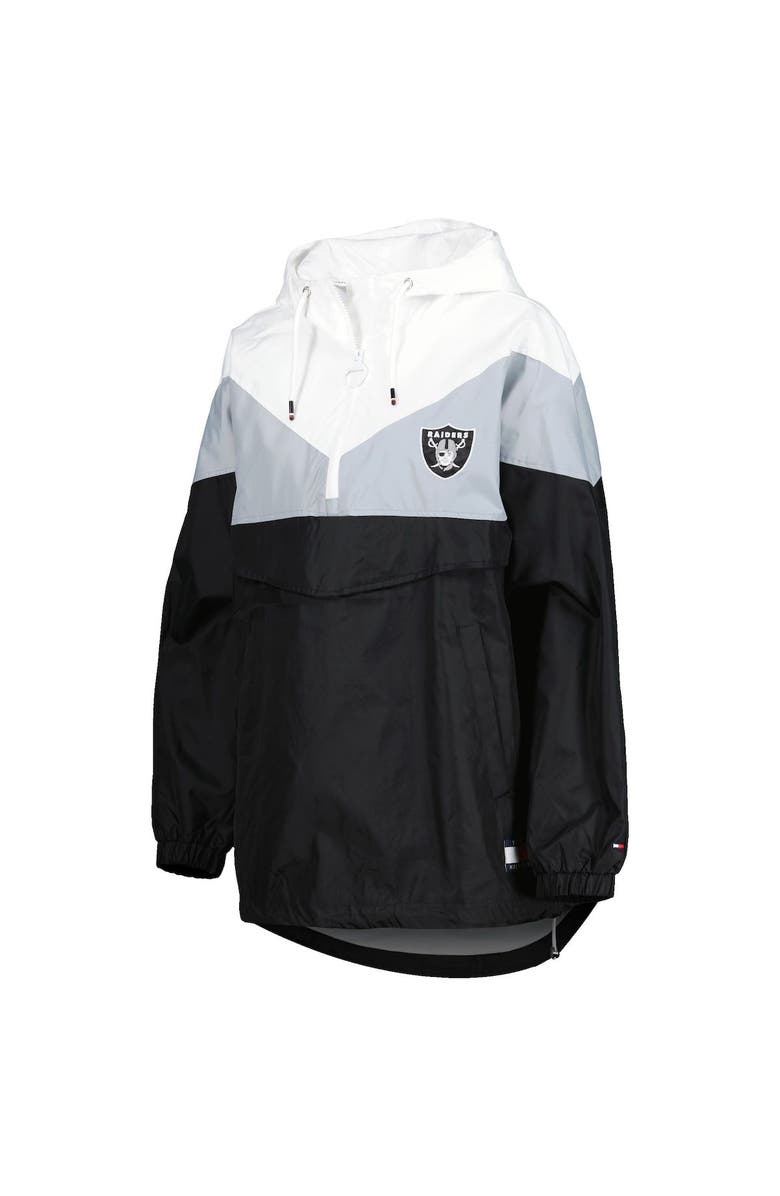 Tommy Hilfiger Women's Tommy Hilfiger White/Silver Las Vegas Raiders Staci Half-Zip Hoodie Windbreaker Jacket, Alternate, color, 