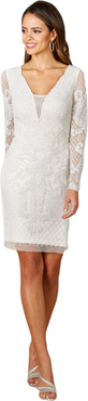 LARA New York Carla Long Sleeve Beaded Lace Mini Dress