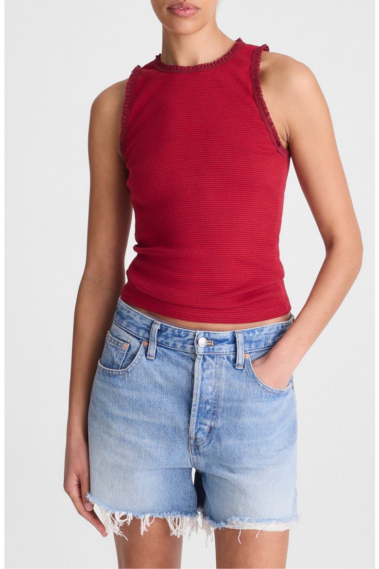 Lace Trim Rib Tank, Main, color, RED CURRANT