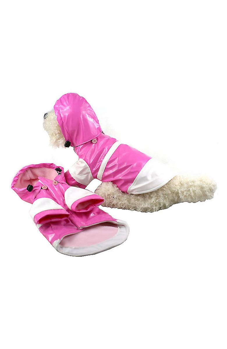 PET LIFE Two-Tone Adjustable Dog Raincoat, Alternate, color, Pink And White