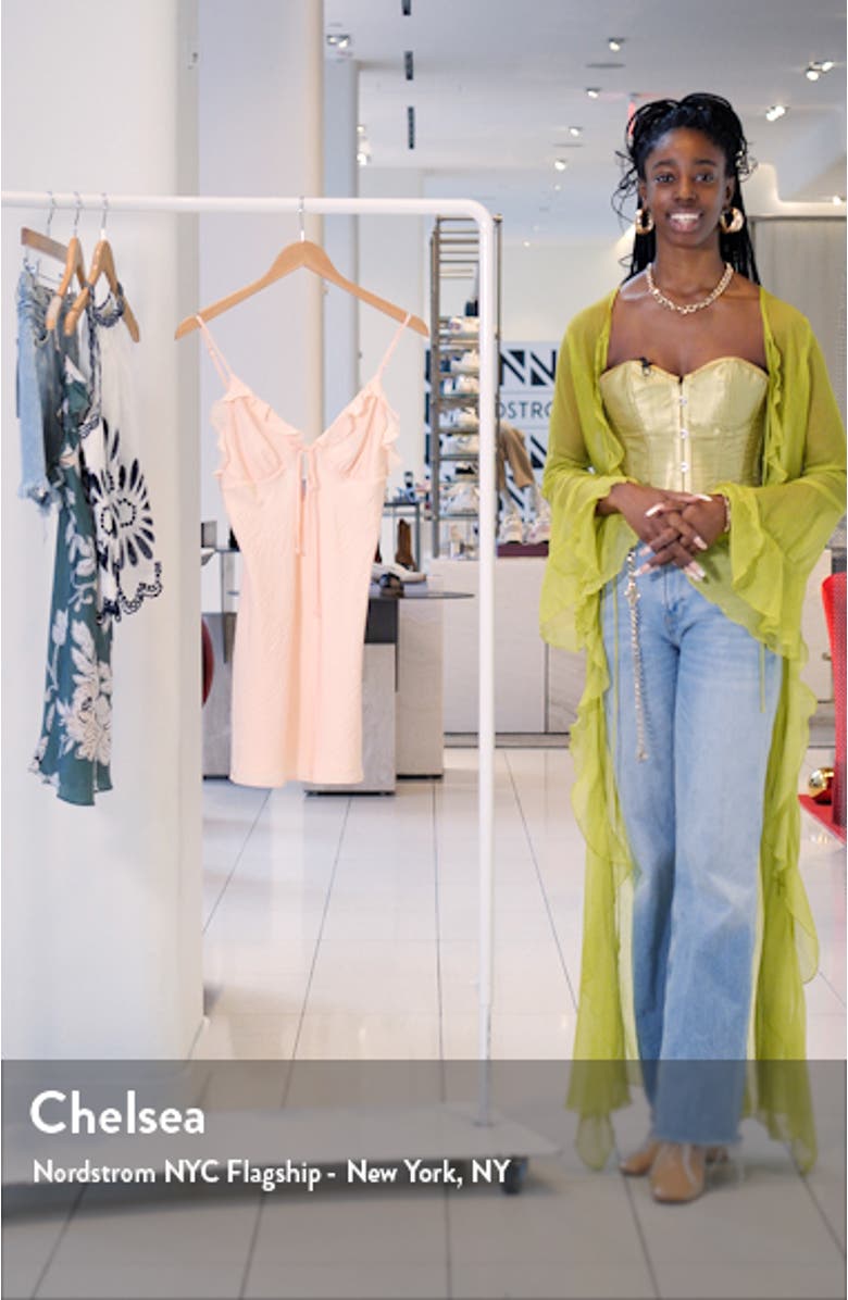 Fiji Ruffle Trim Satin Chemise, sales video thumbnail