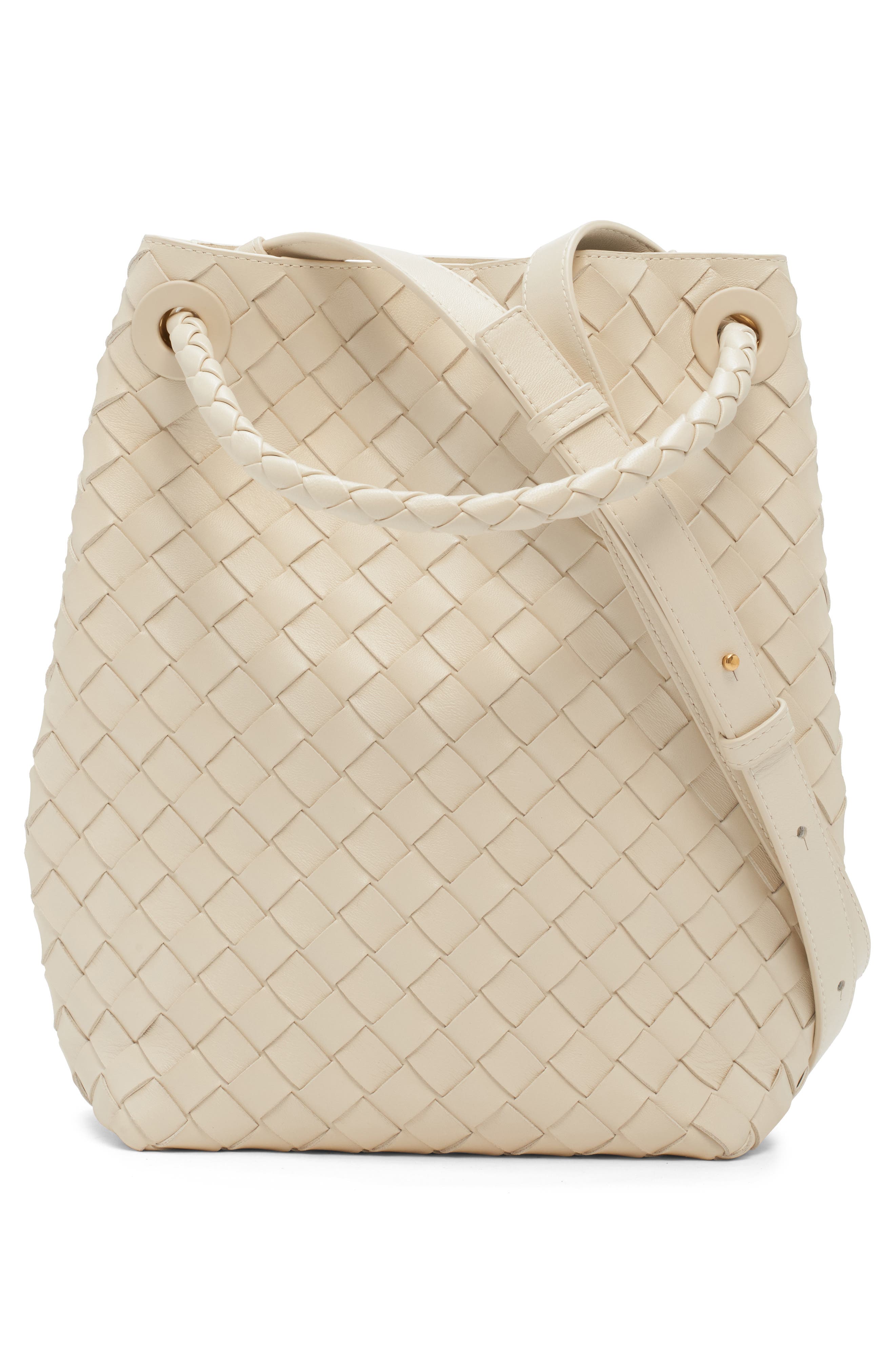 Bottega Veneta Small Andiamo Intrecciato Leather Bucket Bag, Alternate, color, Sea Salt-M B-Sea Sa