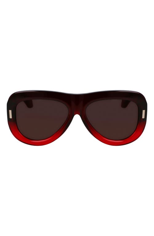 Ferragamo Rivets 57mm Aviator Sunglasses In Gradient Transparent Dark Red