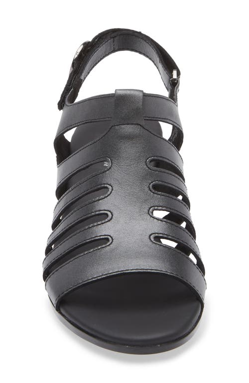 Munro Lanna Kitten Heel Slingback Sandal In Black Metallic Calf Leather