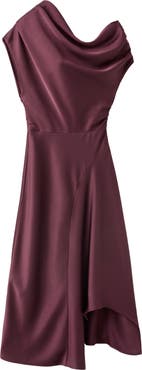 MANGO Asymmetrical Satin Dress