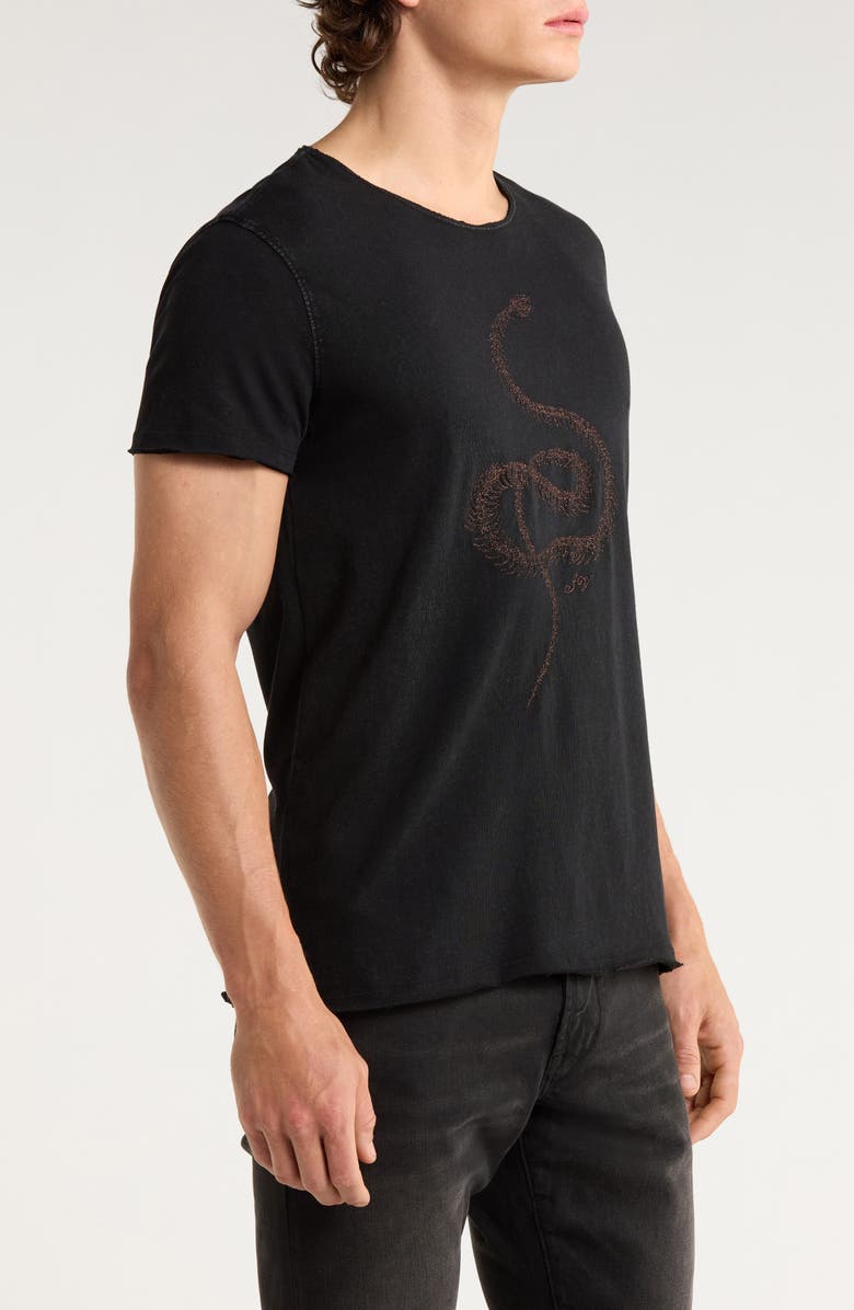 John Varvatos Raw Edge Organic Cotton Graphic T-Shirt, Alternate, color, Black