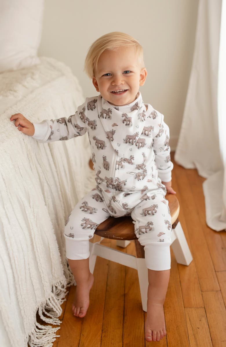 L'ovedbaby Print Organic Cotton Zip Romper, Alternate, color, Little Lasso