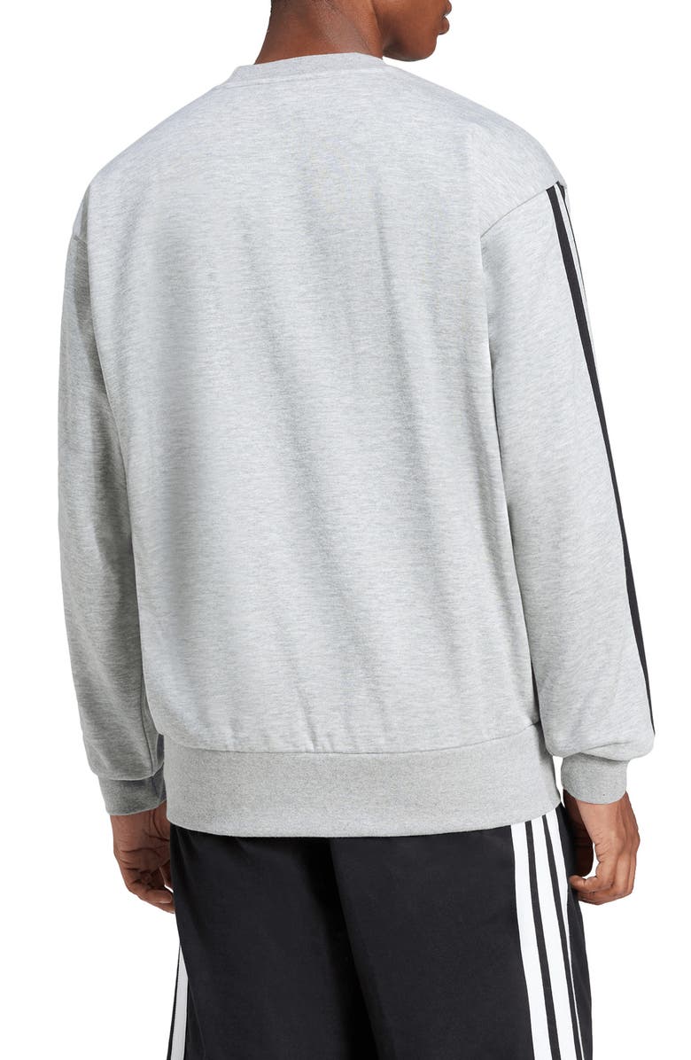 adidas Essential 3-Stripes Fleece Pullover, Alternate, color, Medium Grey Heather/ /