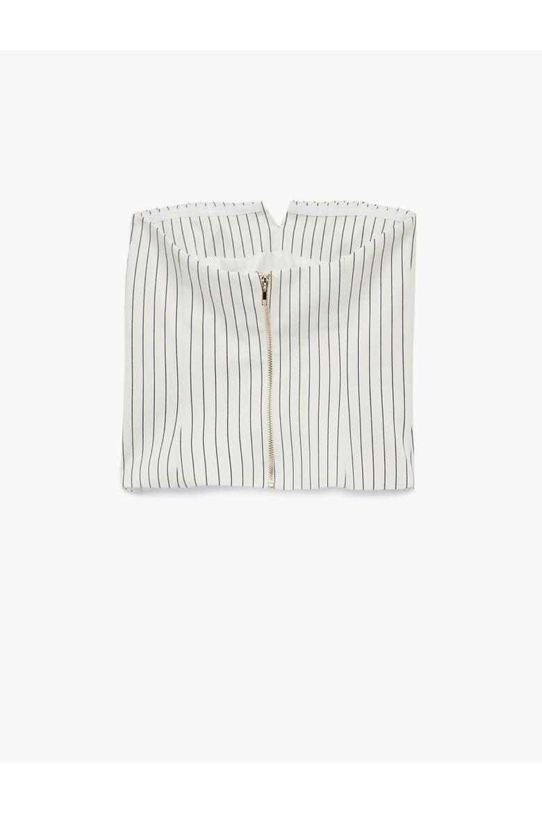 Striped Strapless Silk Blend Corset Top, Alternate, color, WHITE STRIPE