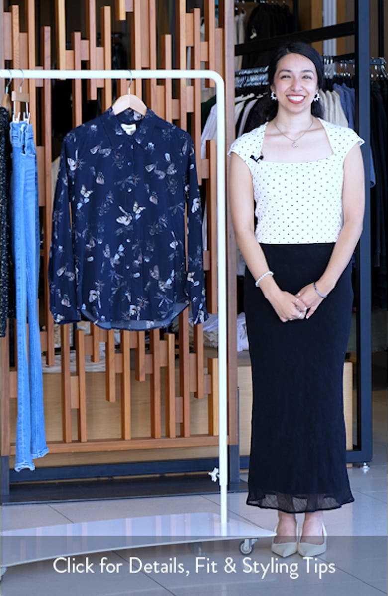 Holly Butterfly Print Button-Up Shirt, sales video thumbnail