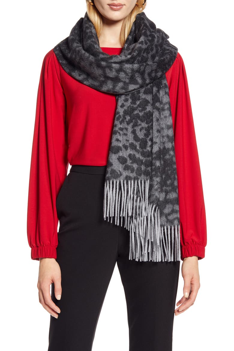 Jacquard Cashmere Wrap, Alternate, color, GREY DARK COMBO