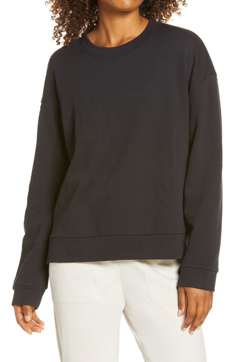 Zella Costa Side Split Crewneck Sweatshirt, Main, color, 