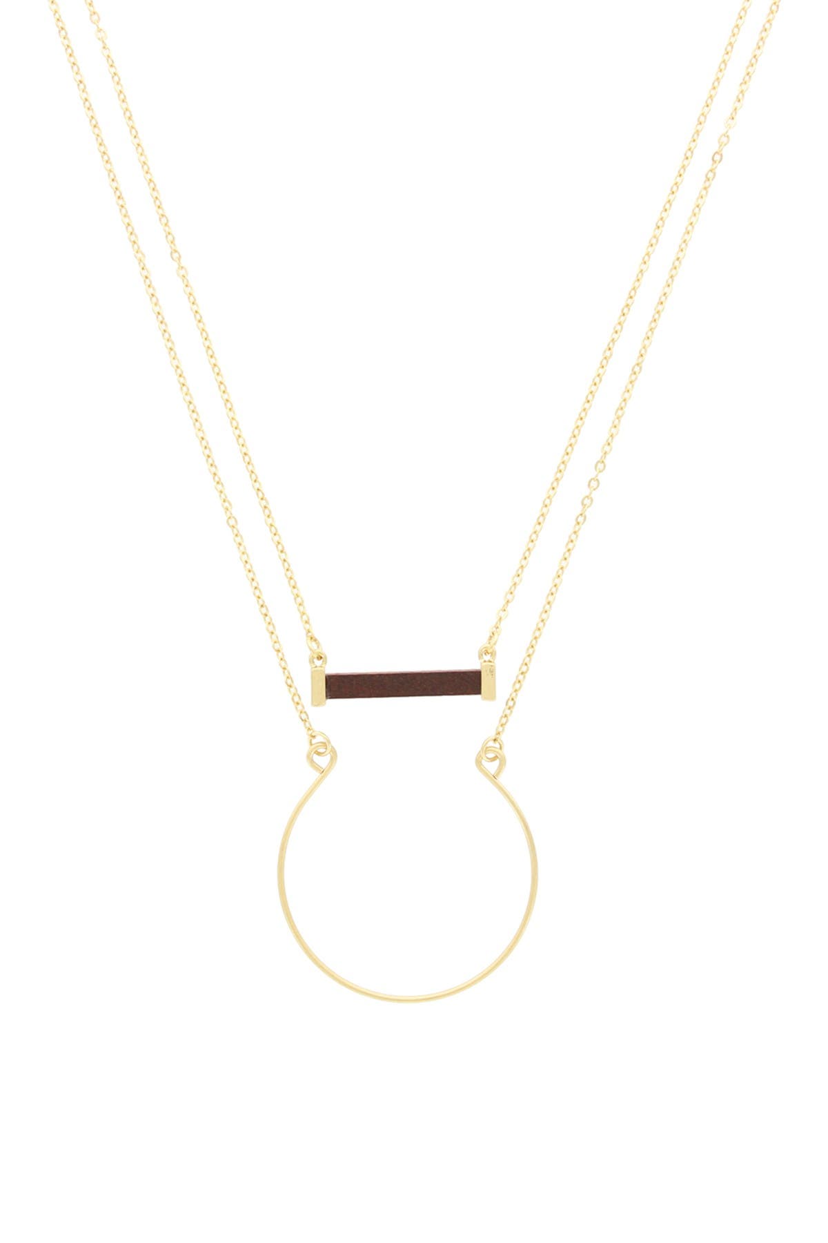 OLIVIA WELLES 14K Gold Plated Rectangle and Horseshoe Shape Layer Necklace