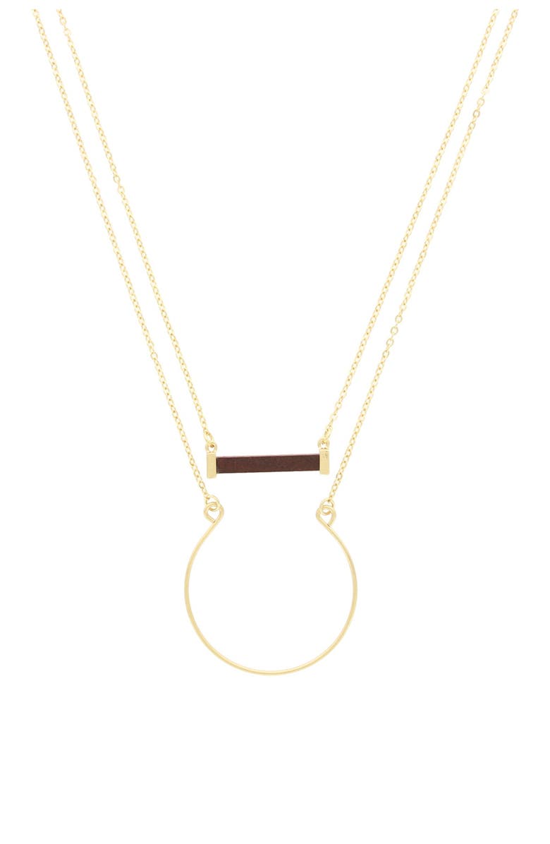 OLIVIA WELLES 14K Gold Plated Rectangle and Horseshoe Shape Layer Necklace, Main, color,