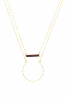 OLIVIA WELLES 14K Gold Plated Rectangle and Horseshoe Shape Layer Necklace