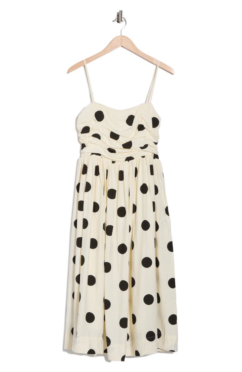 Lush Polka Dot Fit & Flare Midi Dress, Alternate, color, Cream Black Dot