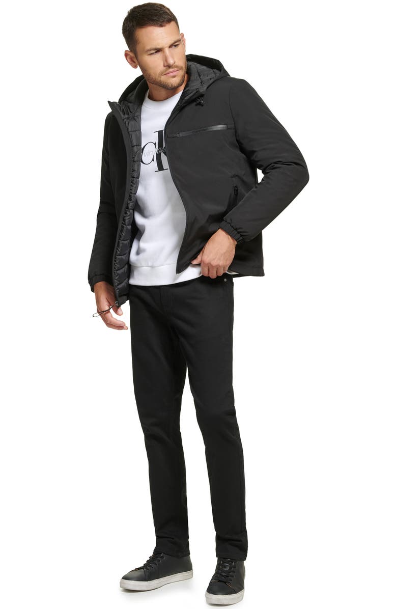 Calvin Klein Water Resistant Hooded Jacket, Alternate, color, Black