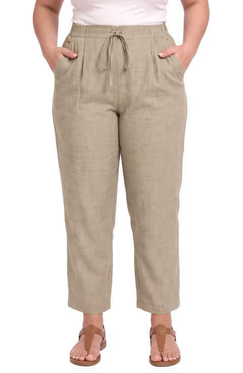 Drawstring Waist Tapered Leg Pants
