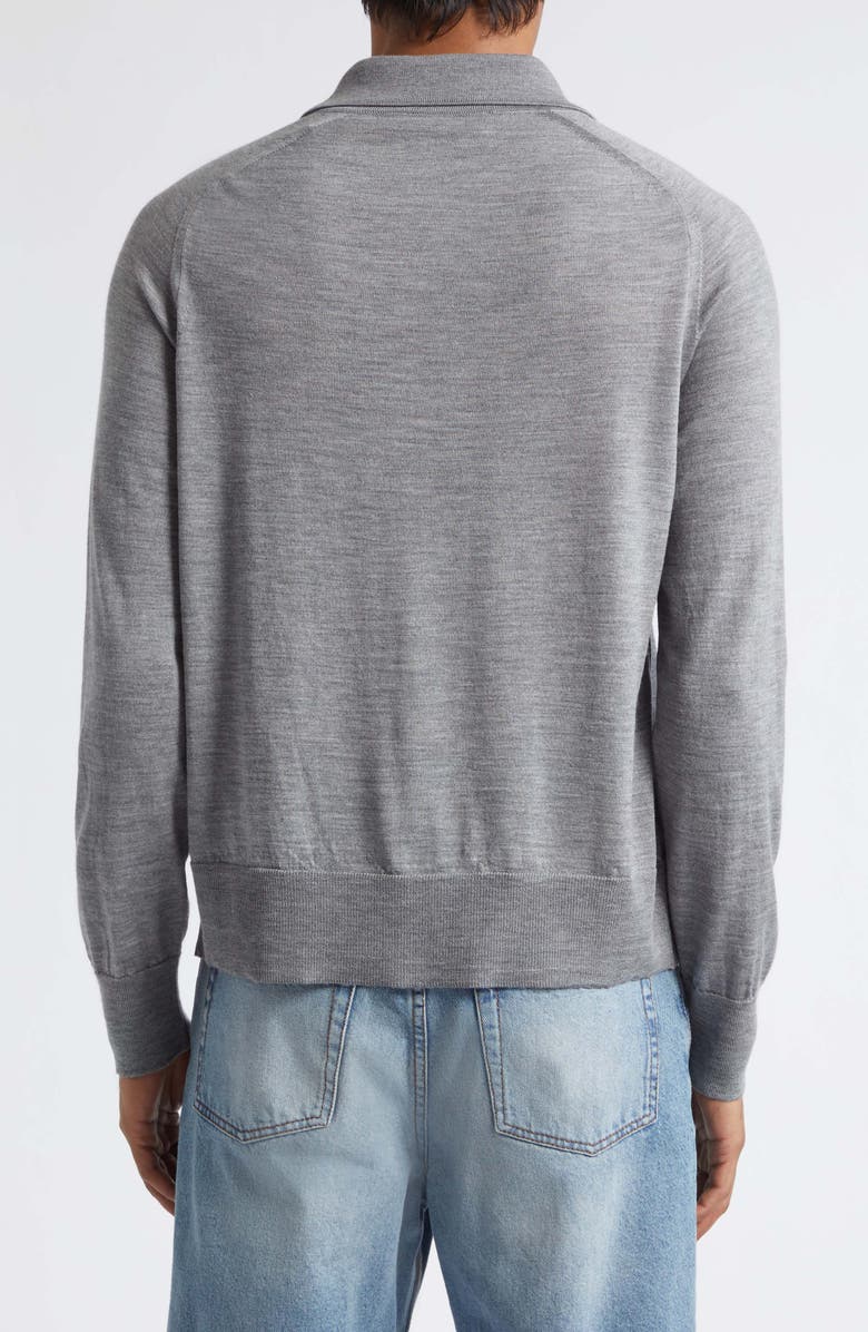 AMI PARIS Ami de Coeur Merino Wool Cardigan, Alternate, color, Gris Chine/ Noir