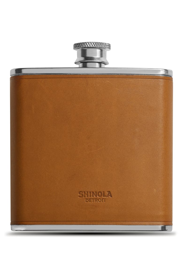 Leather Wrapped Flask, Main, color, LEATHER
