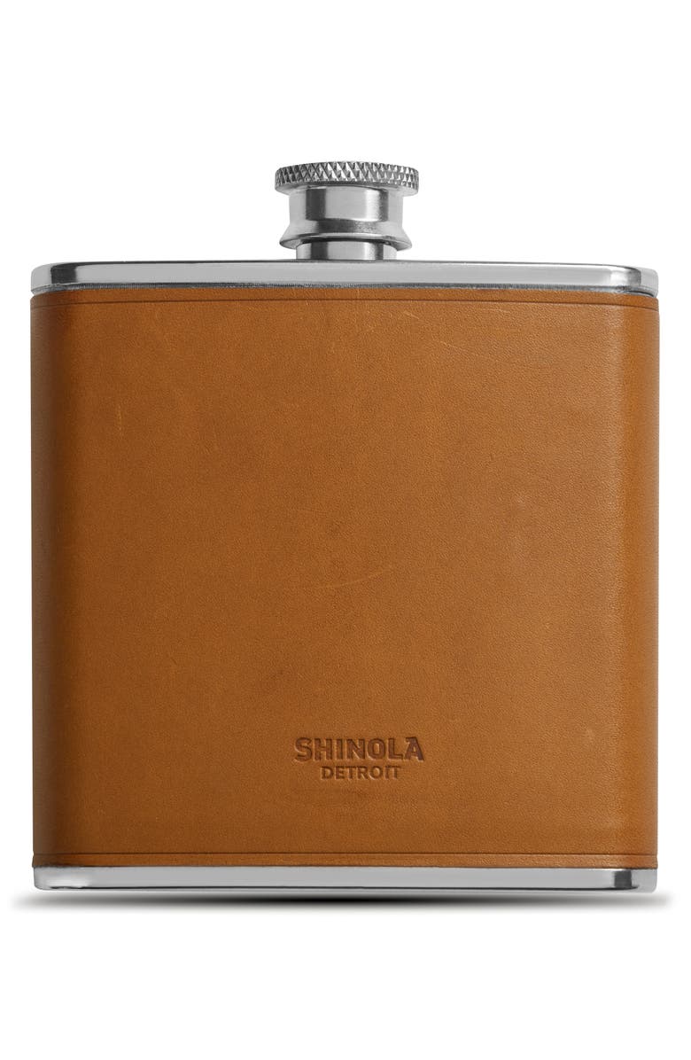 Shinola Leather Wrapped Flask, Main, color,