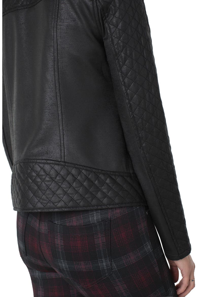 Quilted Faux Leather Moto Jacket, Alternate, color, BLACK COAT