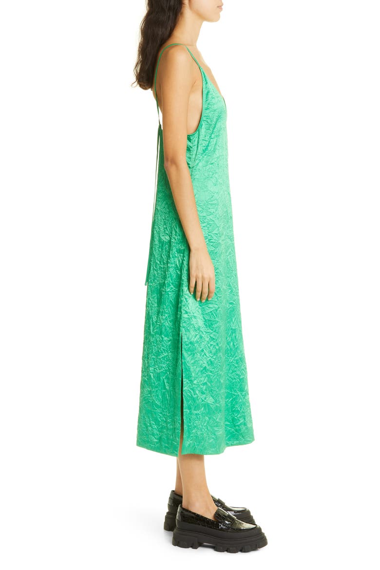 Crinkled Satin Slipdress, Alternate, color, BRIGHT GREEN