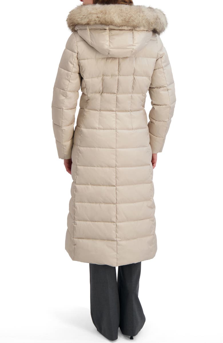Tahari Nellie Faux Fur Trim Hooded Puffer Jacket with Bib, Alternate, color, Pale Oak