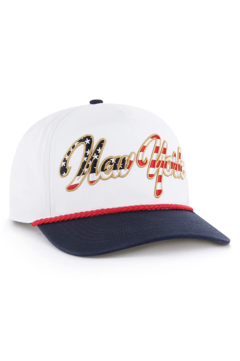 Men's '47 White New York Yankees Patriotic Overhand Hitch Adjustable Hat, Alternate, color, White