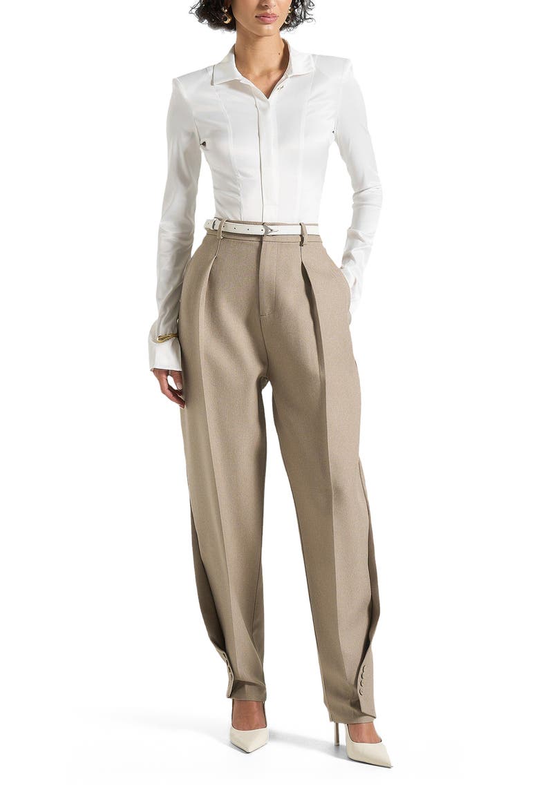 Louise Wide Shoulder Satin Shirt Bodysuit, Alternate, color, Off White