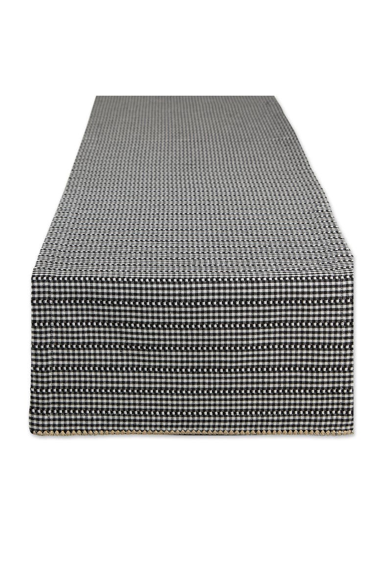 Black Farmhouse Gingham Table Runner 14x72, Main, color, Black