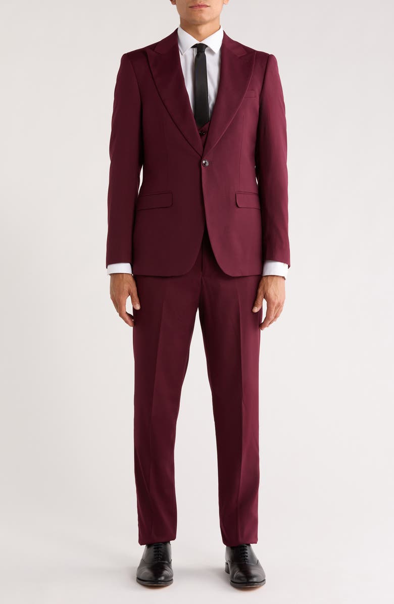 ZEGARIE Stretch 3-Piece Suit, Main, color, Burgundy