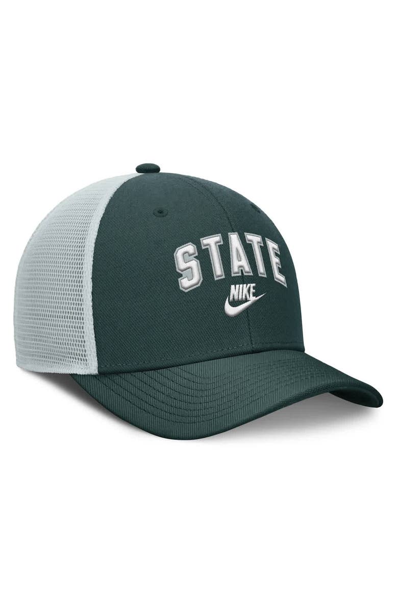Nike Men's Nike Green/Gray Michigan State Spartans Legacy Arch Rise Performance Trucker Adjustable Hat, Alternate, color, Green