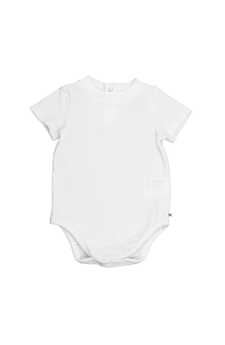 RuffleButts Baby Boys Short Sleeve Basic Bodysuit, Main, color, White
