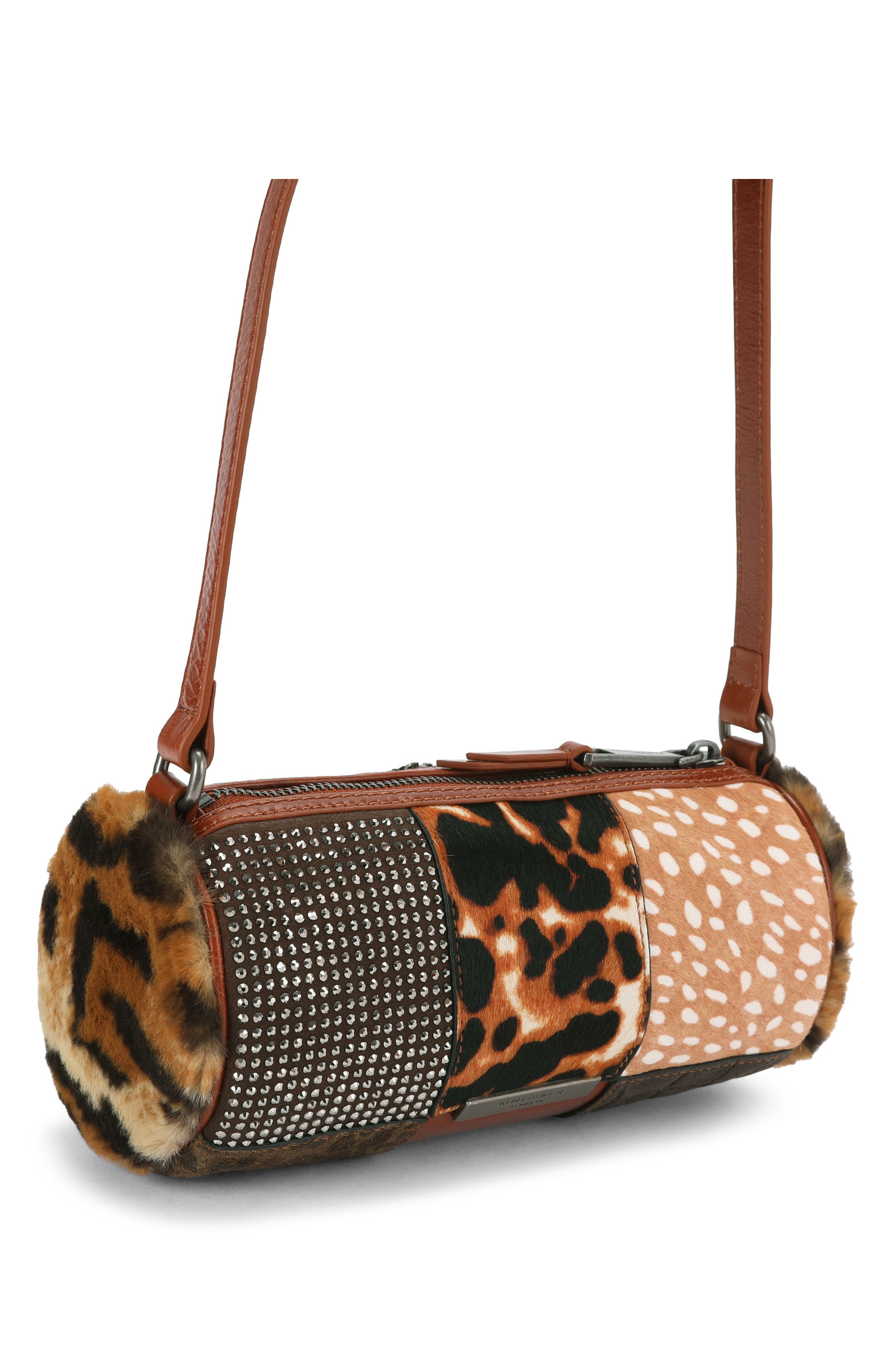 Kensington Small Barrel Leather Bag, Alternate, color, OPEN BROWN
