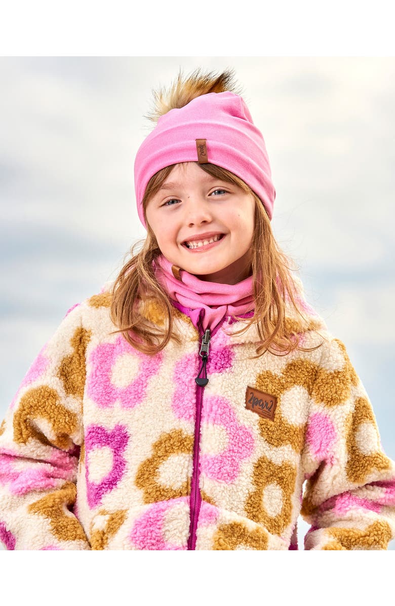 Deux par Deux Girl's Reversible Soft Fleece Jacket Purple Flowers, Alternate, color, 