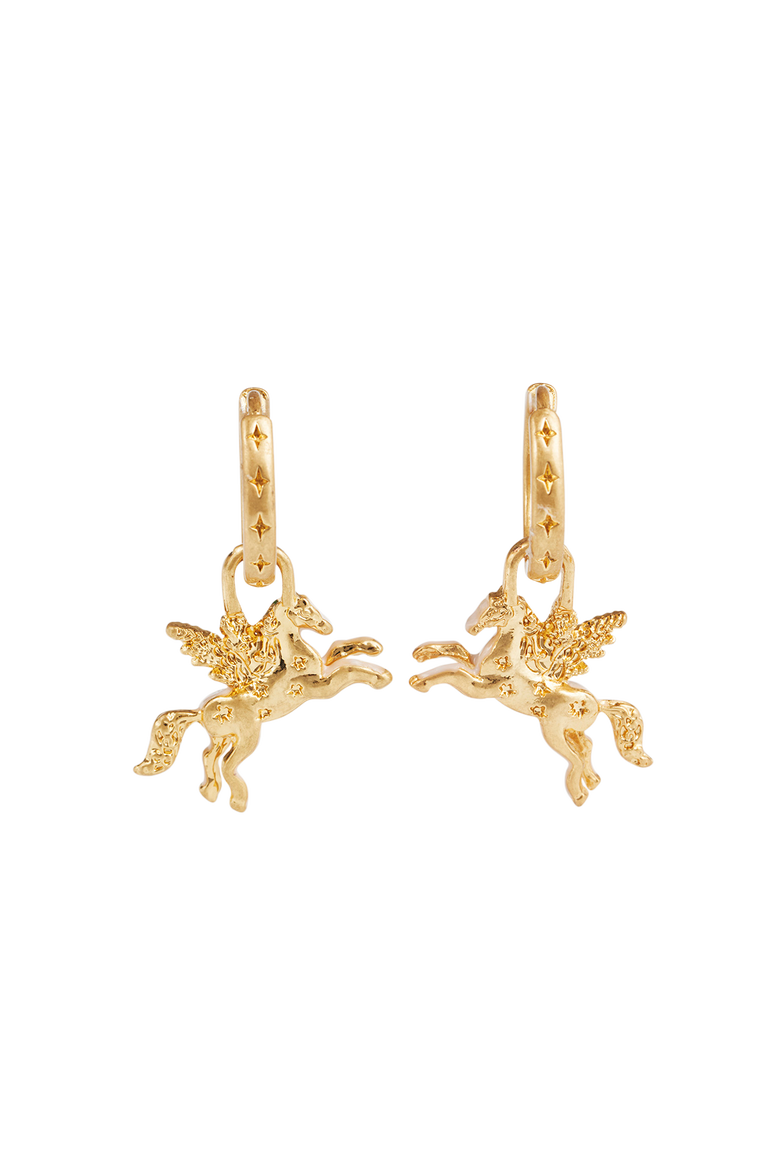 Pegasus Huggie Earrings, Alternate, color, Gold