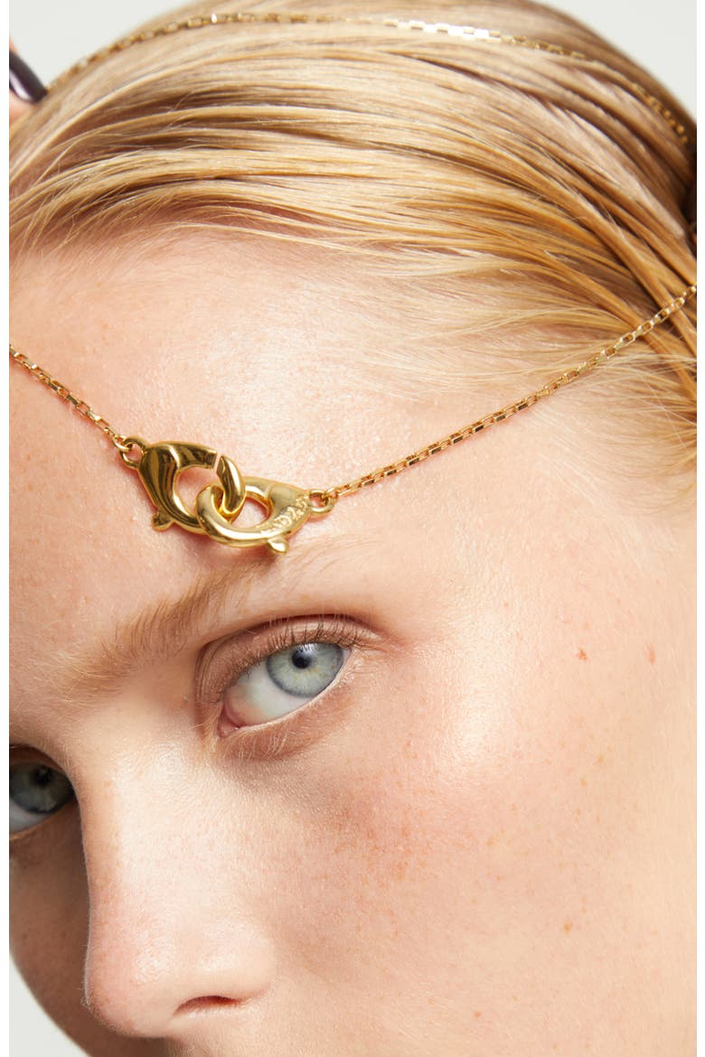18K Gold-Plated Necklace with Interlocking Carabiner Detail, Alternate, color, Gold