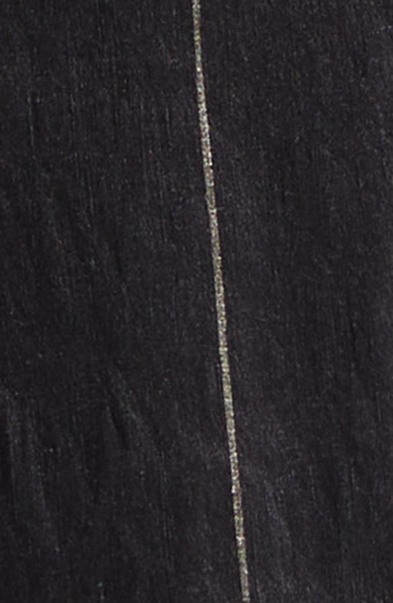 R13 Wide Pinstripe Front Zip Linen Blend Pants, Alternate, color, Black Silver Wide Pinstripe