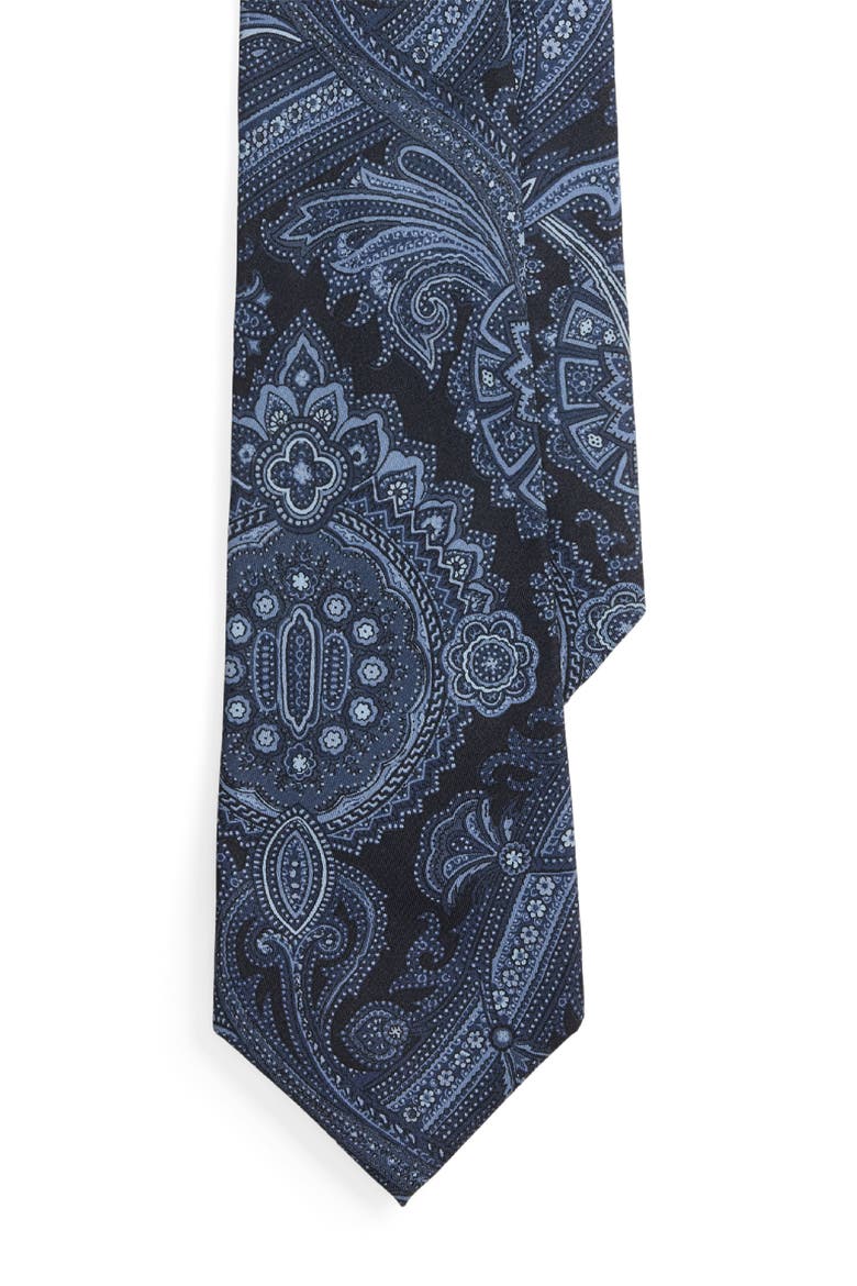 Paisley Silk Twill Tie, Main, color, NAVY