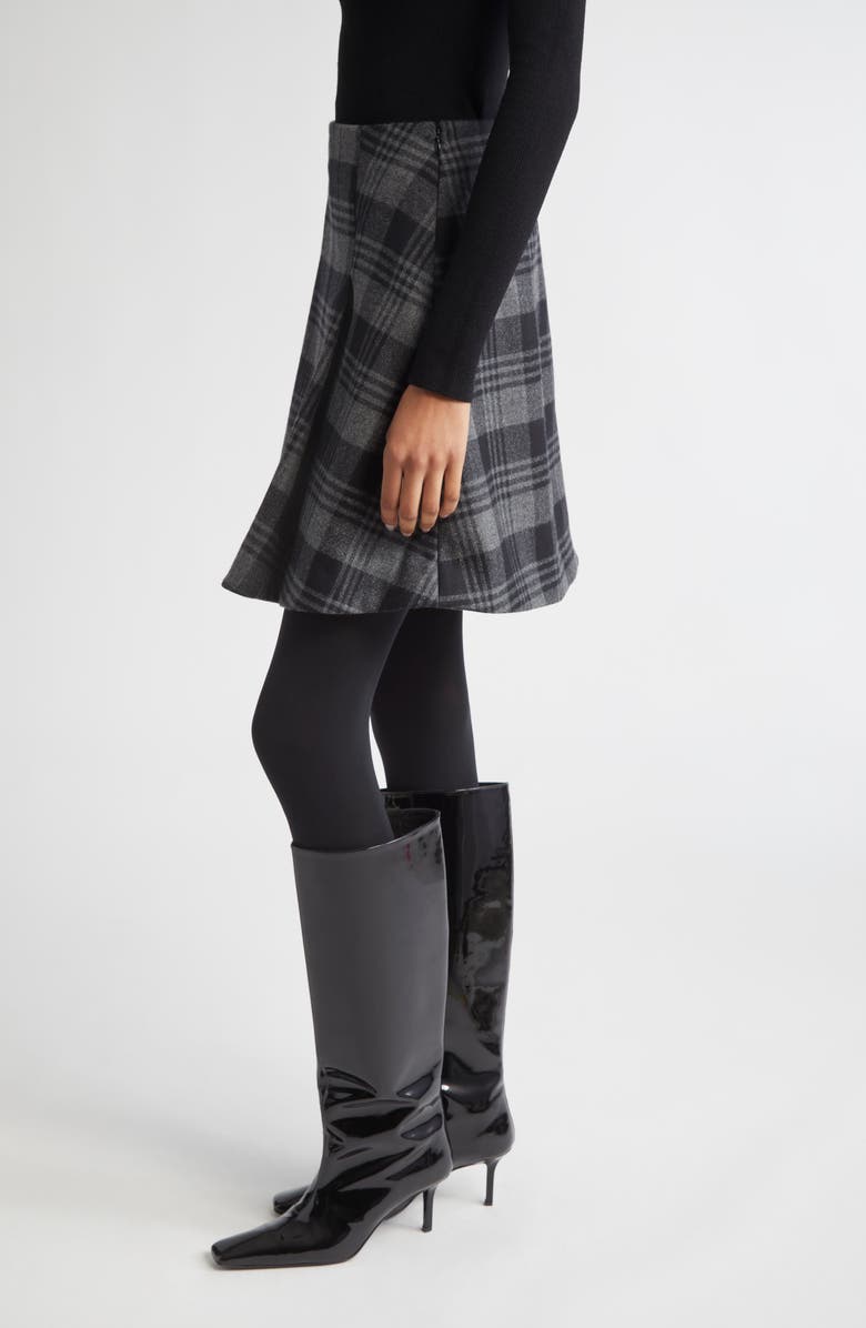 Proenza Schouler Cassia Plaid Virgin Wool A-Line Skirt, Alternate, color, Grey Multi